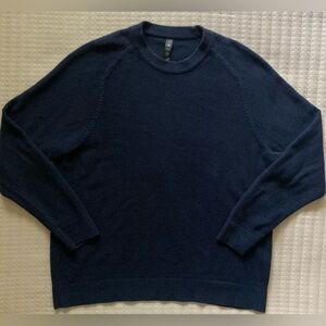 Lululemon LM3ENFS Navy Blue Woven Textured Crewneck Coolmax Sweater Mens XL